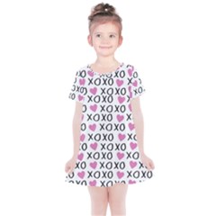 Xo Valentines Day Pattern Kids  Simple Cotton Dress by Valentinaart