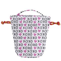 Xo Valentines Day Pattern Drawstring Bucket Bag by Valentinaart