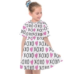 Xo Valentines Day Pattern Kids  Sailor Dress by Valentinaart