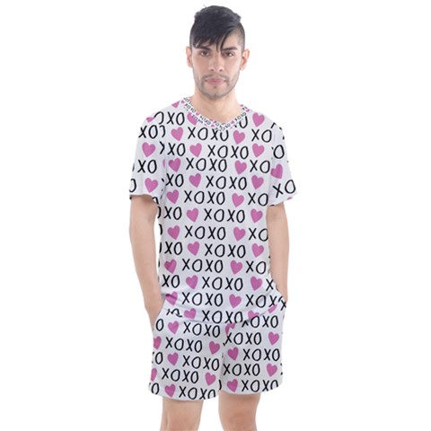 Xo Valentines Day Pattern Men s Mesh Tee And Shorts Set by Valentinaart