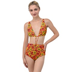 Brilliant Orange And Yellow Daisies Tied Up Two Piece Swimsuit by retrotoomoderndesigns