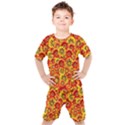 Brilliant Orange And Yellow Daisies Kids  Tee and Shorts Set View1