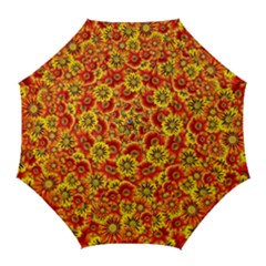 Brilliant Orange And Yellow Daisies Golf Umbrellas by retrotoomoderndesigns