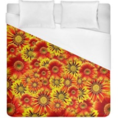 Brilliant Orange And Yellow Daisies Duvet Cover (king Size) by retrotoomoderndesigns