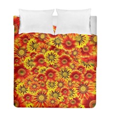 Brilliant Orange And Yellow Daisies Duvet Cover Double Side (full/ Double Size) by retrotoomoderndesigns