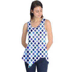 Shades Of Blue Polka Dots Sleeveless Tunic by retrotoomoderndesigns