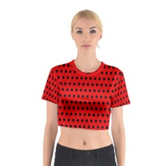 Red Black Polka Dots Cotton Crop Top by retrotoomoderndesigns