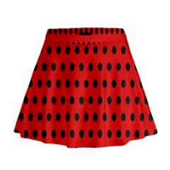 Red Black Polka Dots Mini Flare Skirt by retrotoomoderndesigns