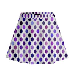 Shades Of Purple Polka Dots Mini Flare Skirt by retrotoomoderndesigns