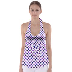 Shades Of Purple Polka Dots Babydoll Tankini Top by retrotoomoderndesigns