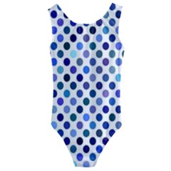 Shades Of Blue Polka Dots Kids  Cut-out Back One Piece Swimsuit by retrotoomoderndesigns