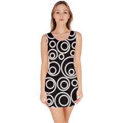 Abstract White On Black Circles Design Bodycon Dress by LoolyElzayat