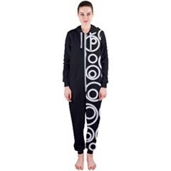 Abstract White On Black Circles Design Hooded Jumpsuit (ladies) by LoolyElzayat