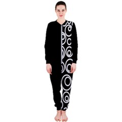 Abstract White On Black Circles Design Onepiece Jumpsuit (ladies) by LoolyElzayat