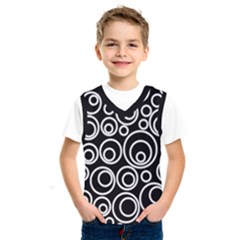 Abstract White On Black Circles Design Kids  Basketball Tank Top by LoolyElzayat