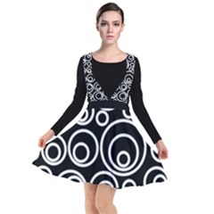 Abstract White On Black Circles Design Plunge Pinafore Dress by LoolyElzayat