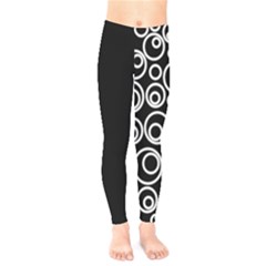 Abstract White On Black Circles Design Kids  Legging by LoolyElzayat