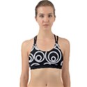 Abstract White On Black Circles Design Back Web Sports Bra View1