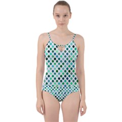 Shades Of Green Polka Dots Cut Out Top Tankini Set by retrotoomoderndesigns