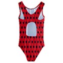 Red Black Polka Dots Kids  Cut-Out Back One Piece Swimsuit View2