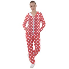 Red White Polka Dots Women s Tracksuit