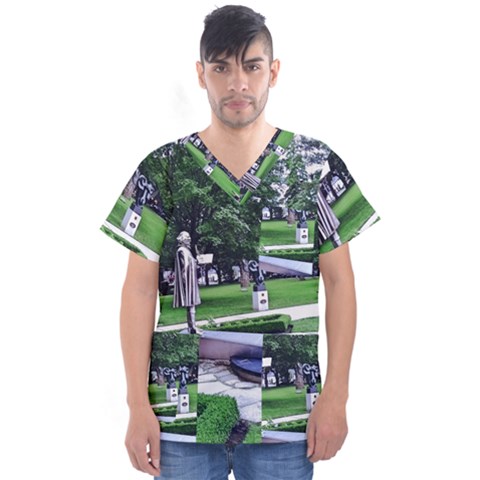 Shakespeare Garden Stratford Men s V-neck Scrub Top by Riverwoman