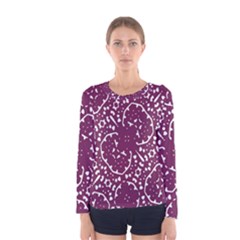 Magenta And White Abstract Print Pattern Women s Long Sleeve Tee