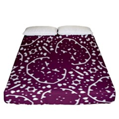 Magenta And White Abstract Print Pattern Fitted Sheet (California King Size)