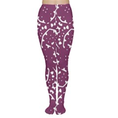 Magenta And White Abstract Print Pattern Tights