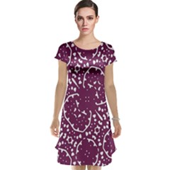 Magenta And White Abstract Print Pattern Cap Sleeve Nightdress