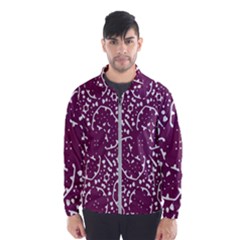 Magenta And White Abstract Print Pattern Windbreaker (Men)