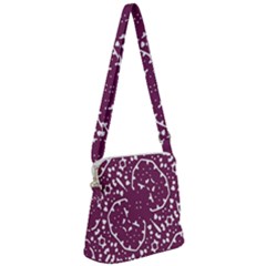 Magenta And White Abstract Print Pattern Zipper Messenger Bag