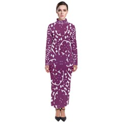 Magenta And White Abstract Print Pattern Turtleneck Maxi Dress