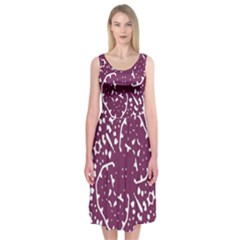 Magenta And White Abstract Print Pattern Midi Sleeveless Dress