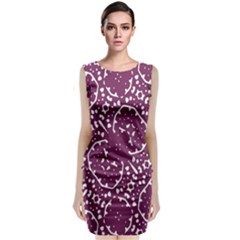 Magenta And White Abstract Print Pattern Classic Sleeveless Midi Dress