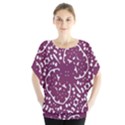 Magenta And White Abstract Print Pattern Batwing Chiffon Blouse View1