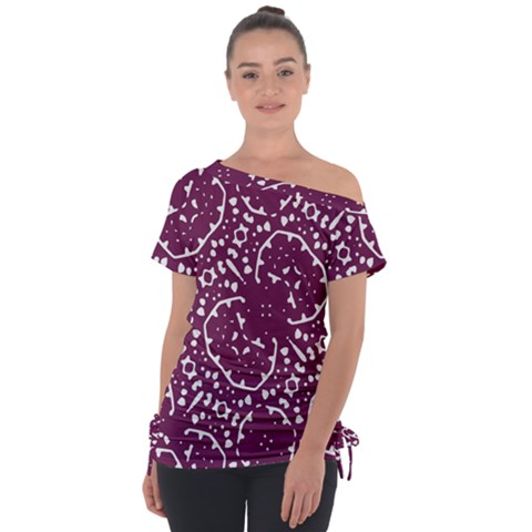 Magenta And White Abstract Print Pattern Tie-up Tee by dflcprintsclothing