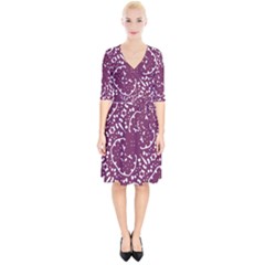 Magenta And White Abstract Print Pattern Wrap Up Cocktail Dress