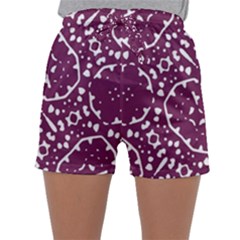 Magenta And White Abstract Print Pattern Sleepwear Shorts