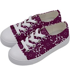 Magenta And White Abstract Print Pattern Kids  Low Top Canvas Sneakers