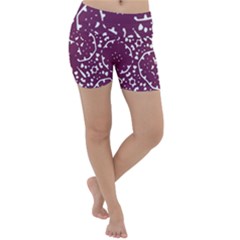 Magenta And White Abstract Print Pattern Lightweight Velour Yoga Shorts