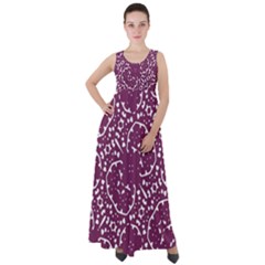 Magenta And White Abstract Print Pattern Empire Waist Velour Maxi Dress