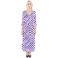 Shades Of Purple Polka Dots Quarter Sleeve Wrap Maxi Dress by retrotoomoderndesigns