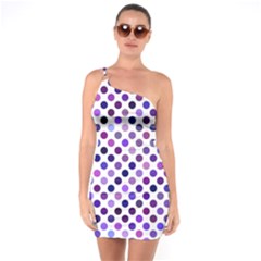 Shades Of Purple Polka Dots One Soulder Bodycon Dress by retrotoomoderndesigns