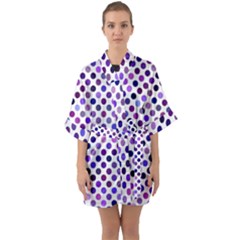 Shades Of Purple Polka Dots Quarter Sleeve Kimono Robe by retrotoomoderndesigns