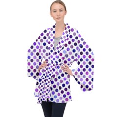 Shades Of Purple Polka Dots Velvet Kimono Robe