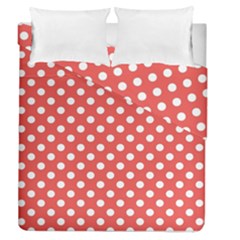 Red White Polka Dots Duvet Cover Double Side (queen Size) by retrotoomoderndesigns