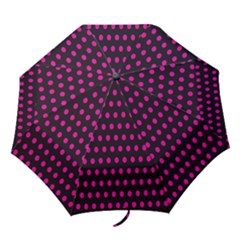 Pink Black Polka Dots Folding Umbrellas by retrotoomoderndesigns