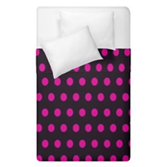 Pink Black Polka Dots Duvet Cover Double Side (single Size) by retrotoomoderndesigns