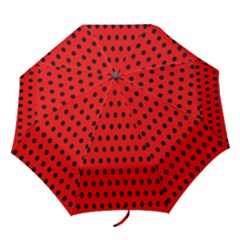 Red Black Polka Dots Folding Umbrellas by retrotoomoderndesigns